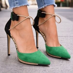 Shoe Dazzle Green and Black Heels
